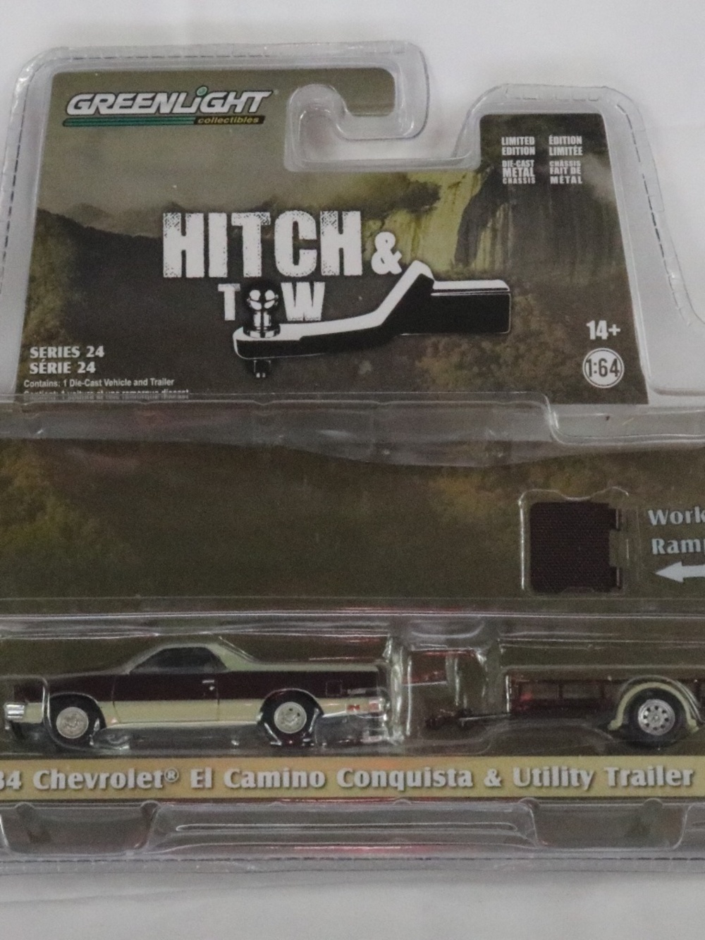 Greenlight Hitch and Tow 1984 Chevrolet El Camino Conquista and Utility Trailer